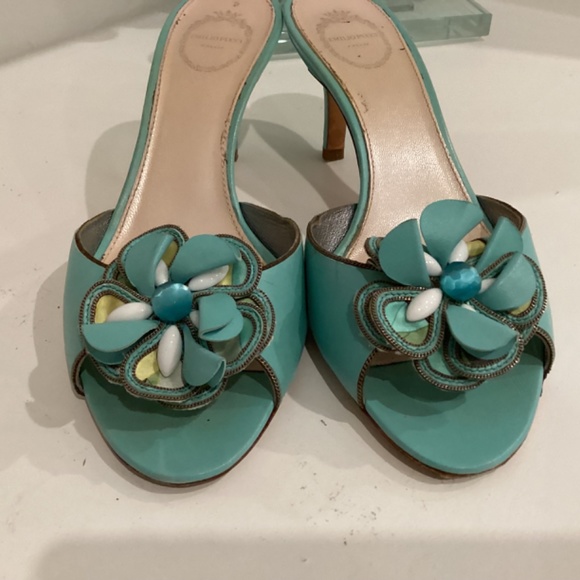 Emilio Pucci low heel floral slides GORGEOUS 37 6.5 - Picture 11 of 14
